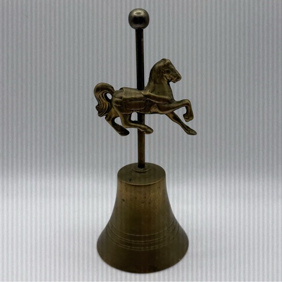 Vintage Brass Bell Carousel Horse 6” for Nursery - Picture 9 of 9